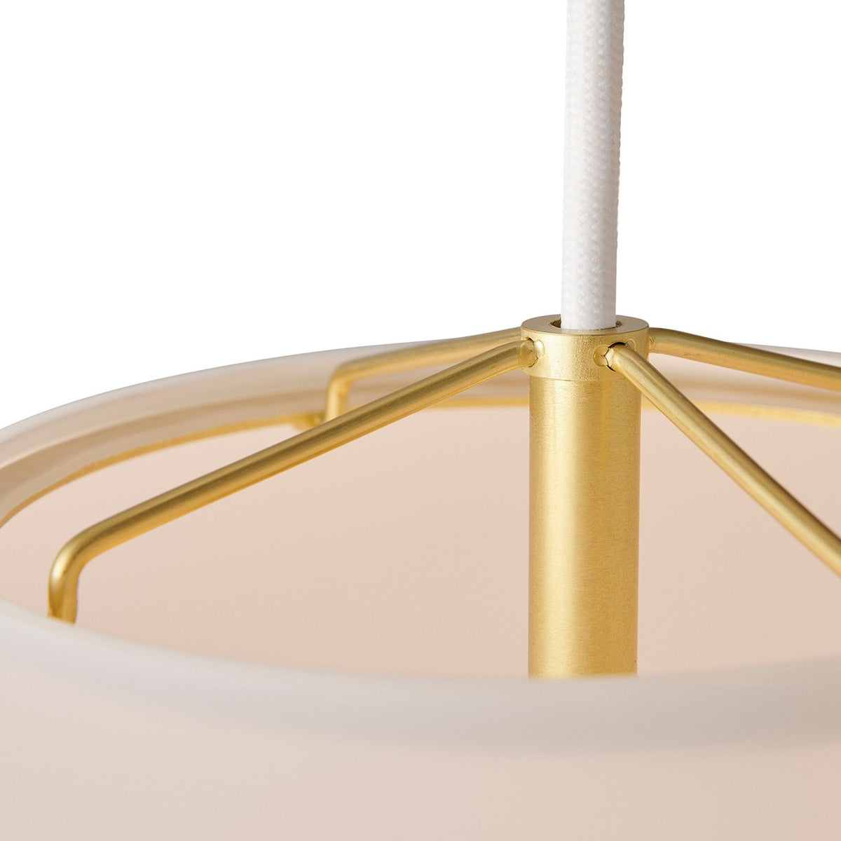 Navone 40 Opal Glass Pendant in White with Brass Detail