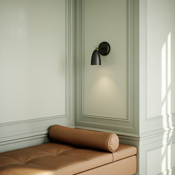 Nexus 2.0 Nordic Plugged Wall Light In Black with Brass Detail