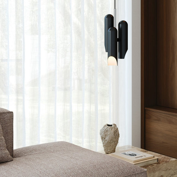 Rochelle 3 Light Pendant in Matt Black with Chrome Detail