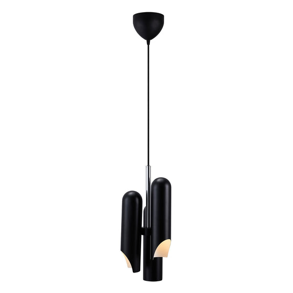 Rochelle 3 Light Pendant in Matt Black with Chrome Detail