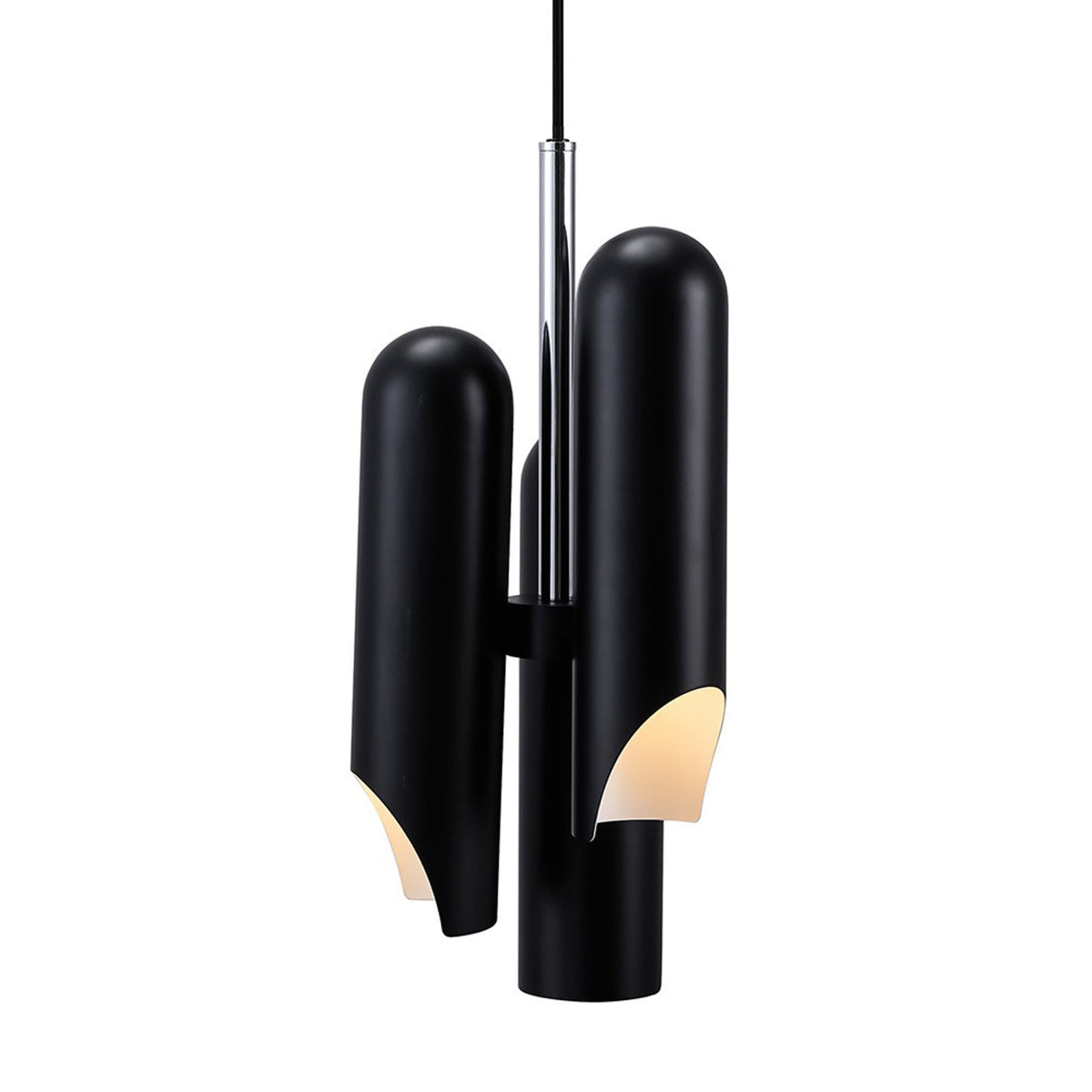Rochelle 3 Light Pendant in Matt Black with Chrome Detail