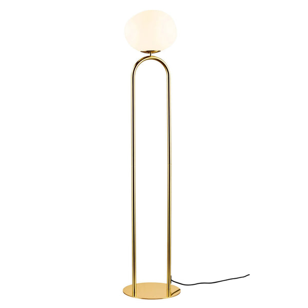 Shapes Polished Brass Floor Lamp With Opal Glass Shade