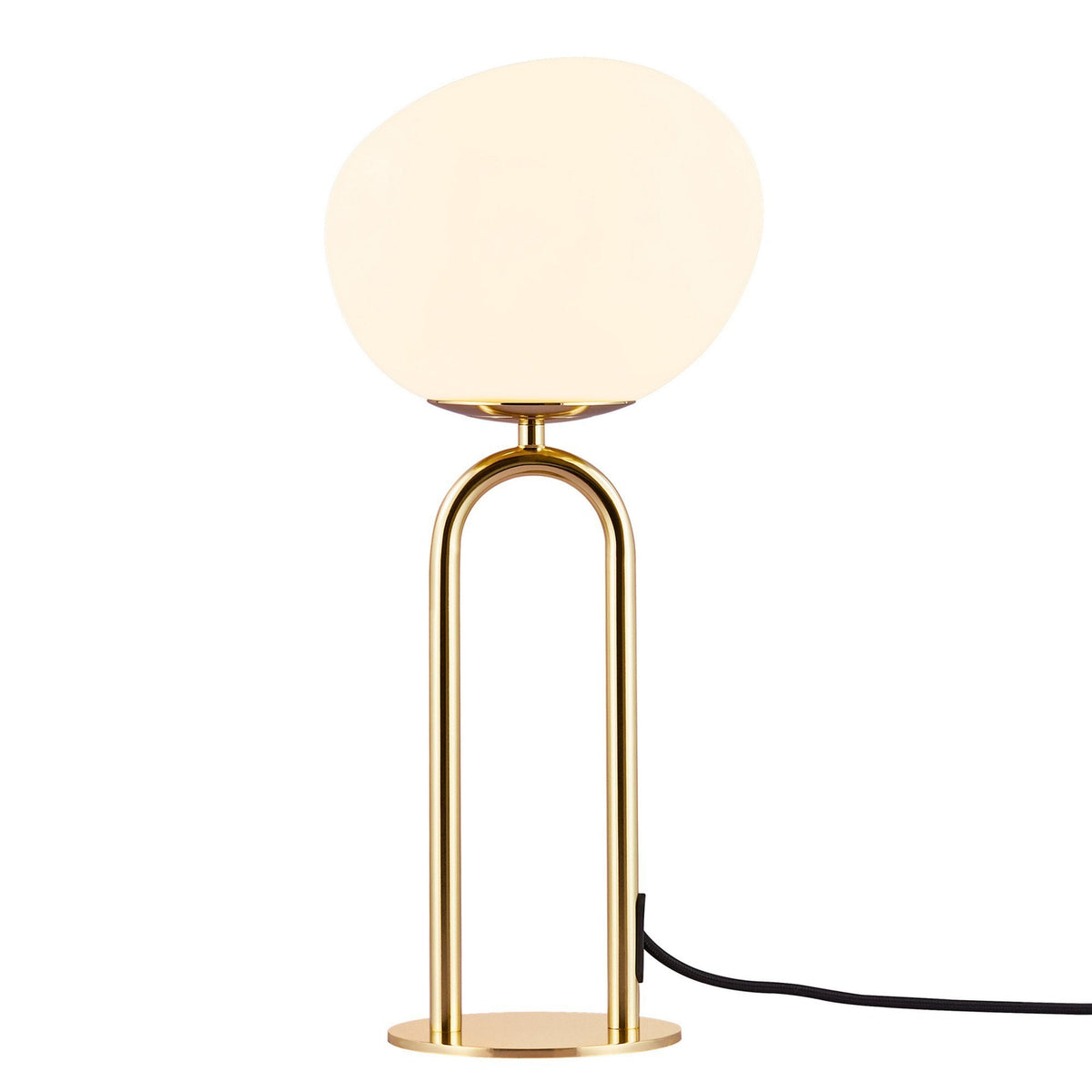 Shapes Polished Brass Table Lamp With Opal Glass Shade