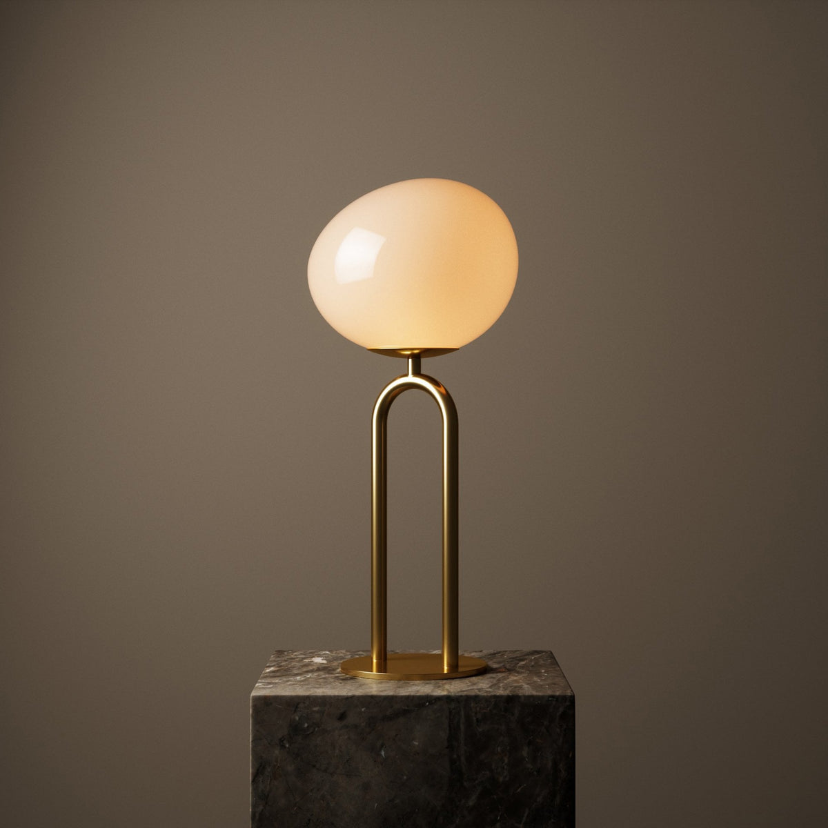 Shapes Polished Brass Table Lamp With Opal Glass Shade