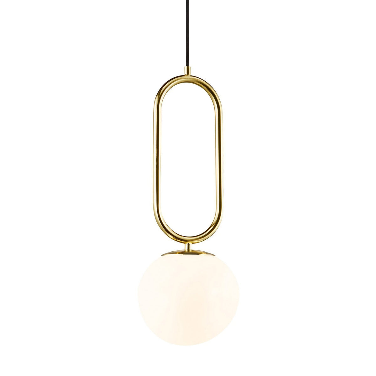 Shapes Polished Brass Pendant With Opal Glass Shade