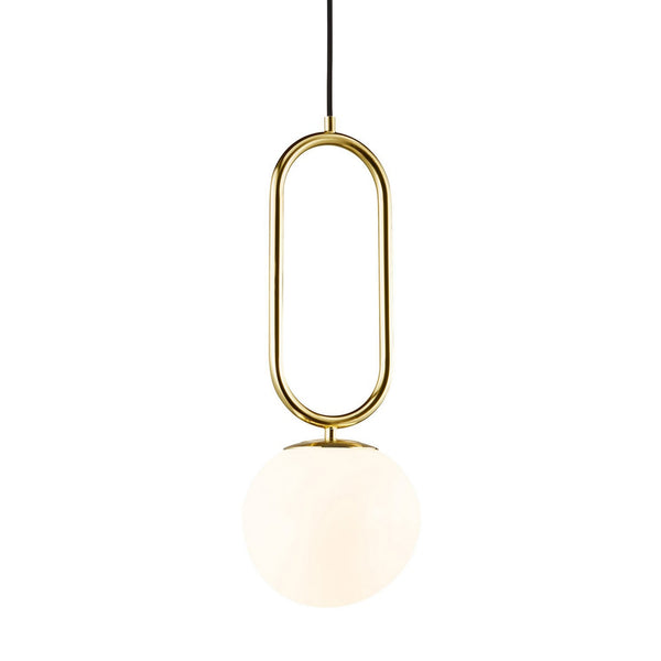 Shapes Polished Brass Pendant With Opal Glass Shade