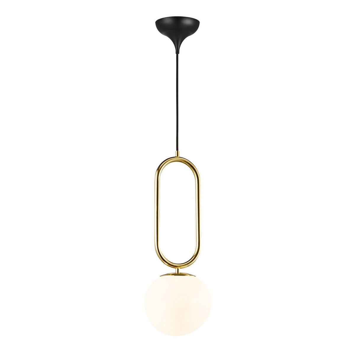 Shapes Polished Brass Pendant With Opal Glass Shade