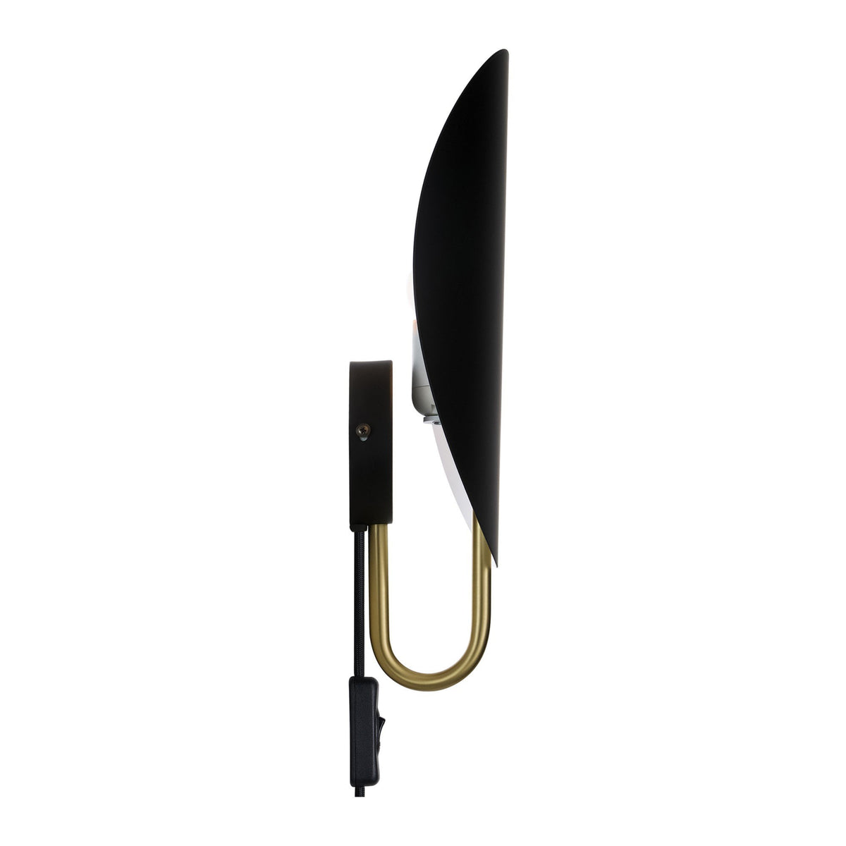 Spargo Plugged Wall Light in Black with Brass Detail