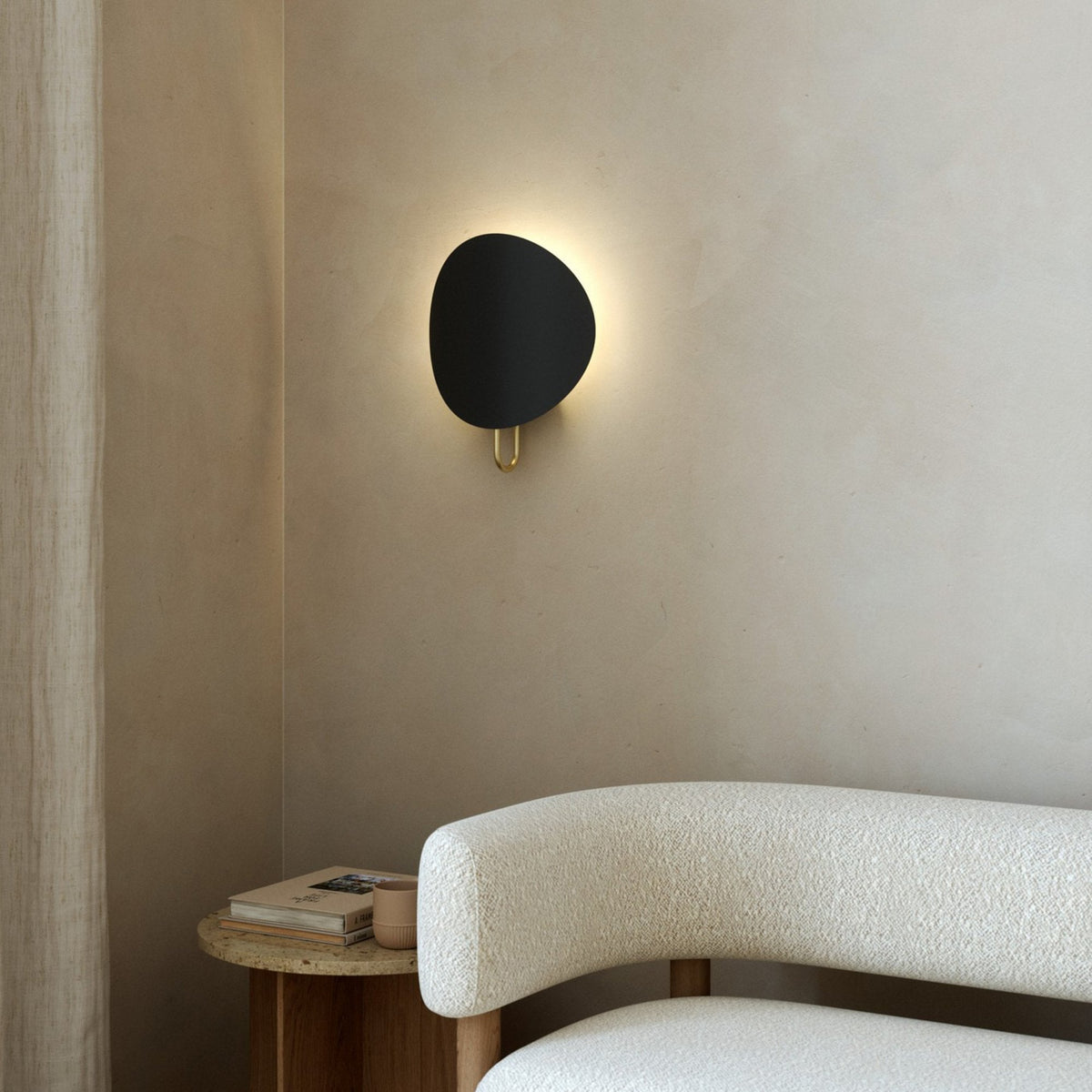 Spargo Plugged Wall Light in Black with Brass Detail