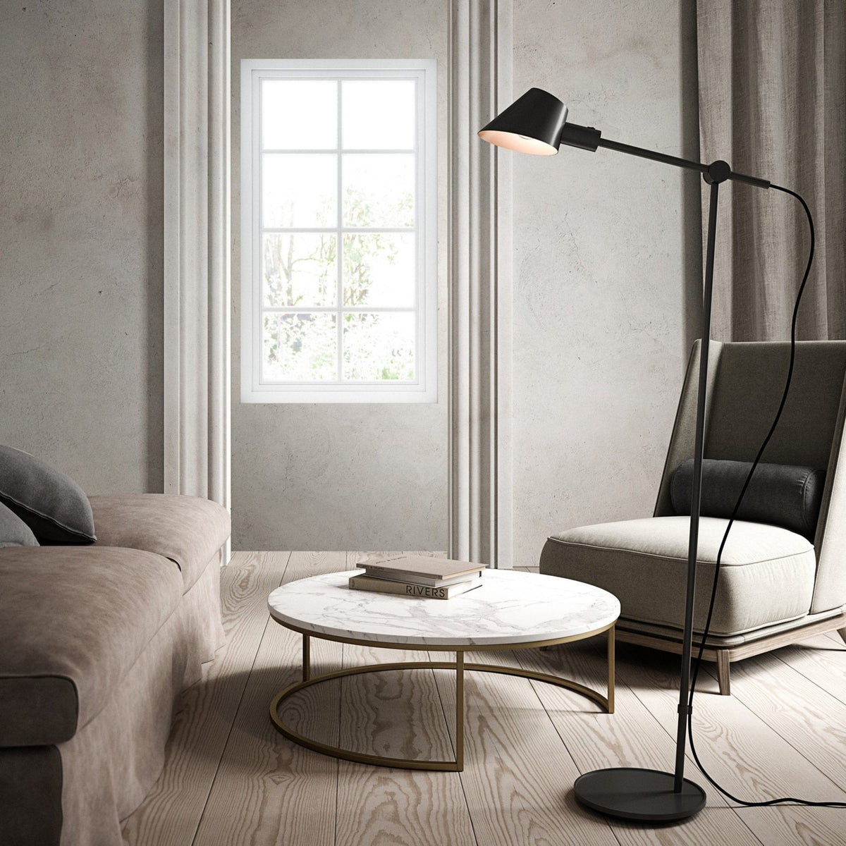 Stay Adjustable Floor Lamp in Matt Black