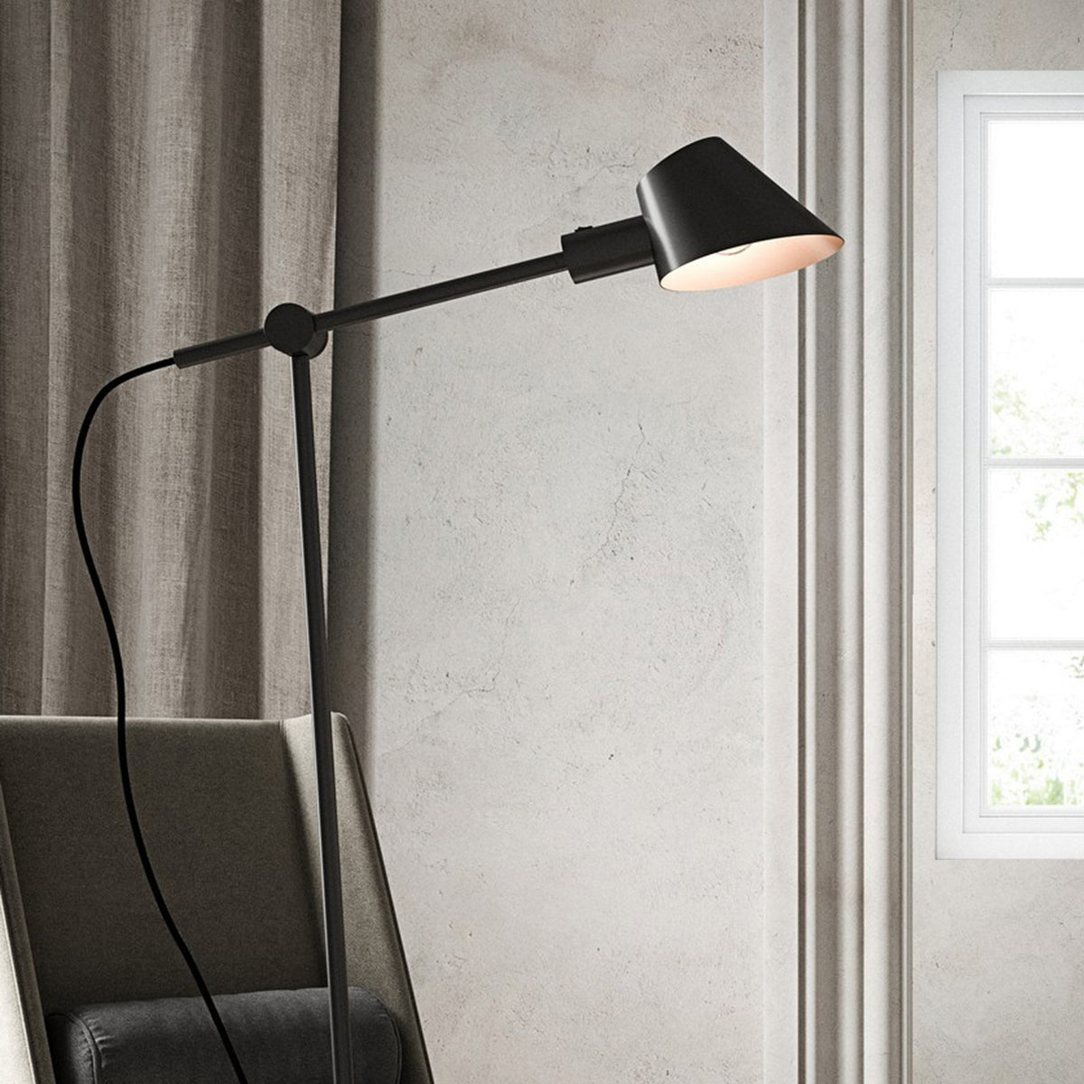 Stay Adjustable Floor Lamp in Matt Black