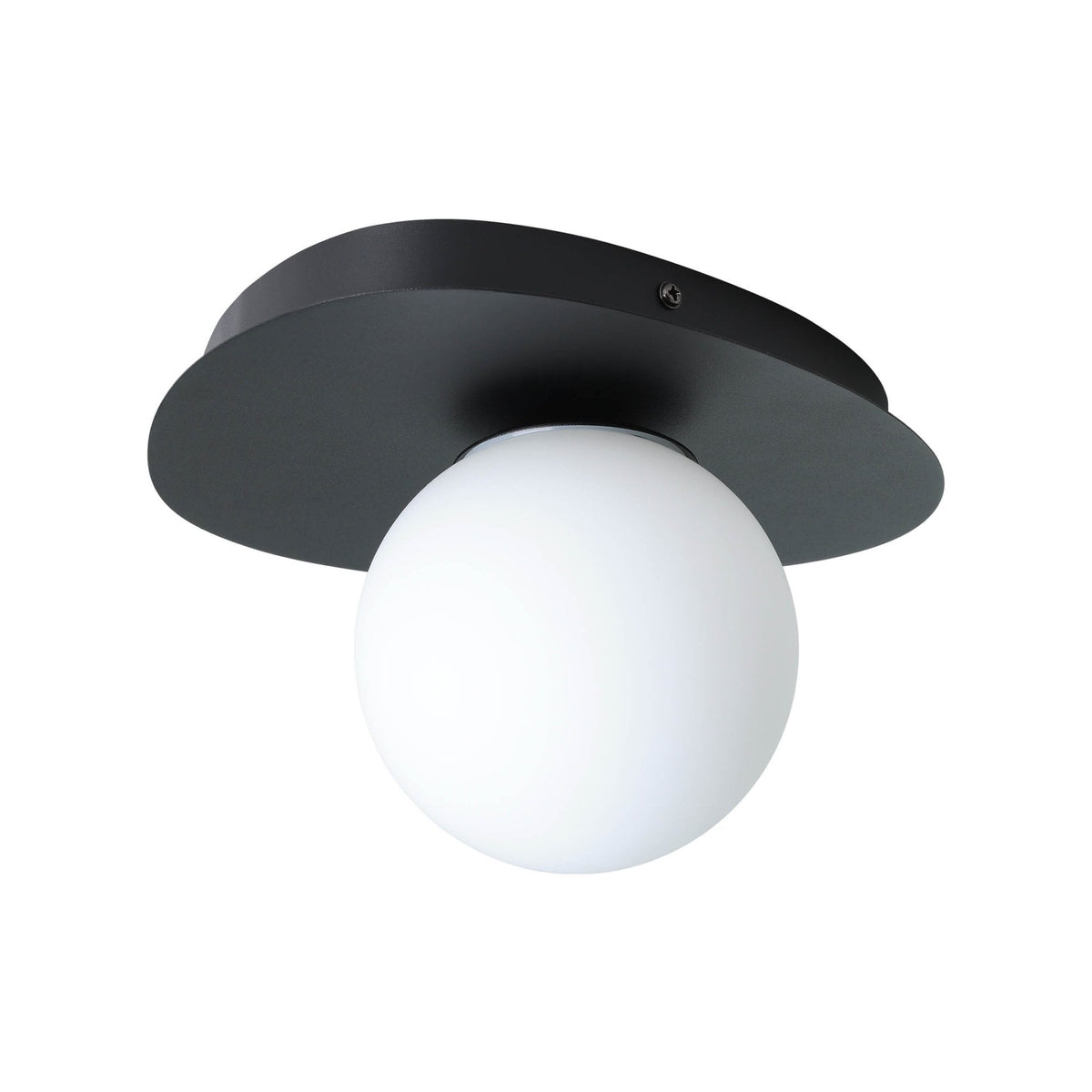 Castrovido IP44 Wall Light in Black with Matte-Opal Glass