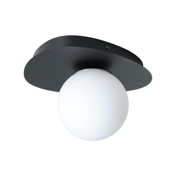 Castrovido IP44 Wall Light in Black with Matte-Opal Glass