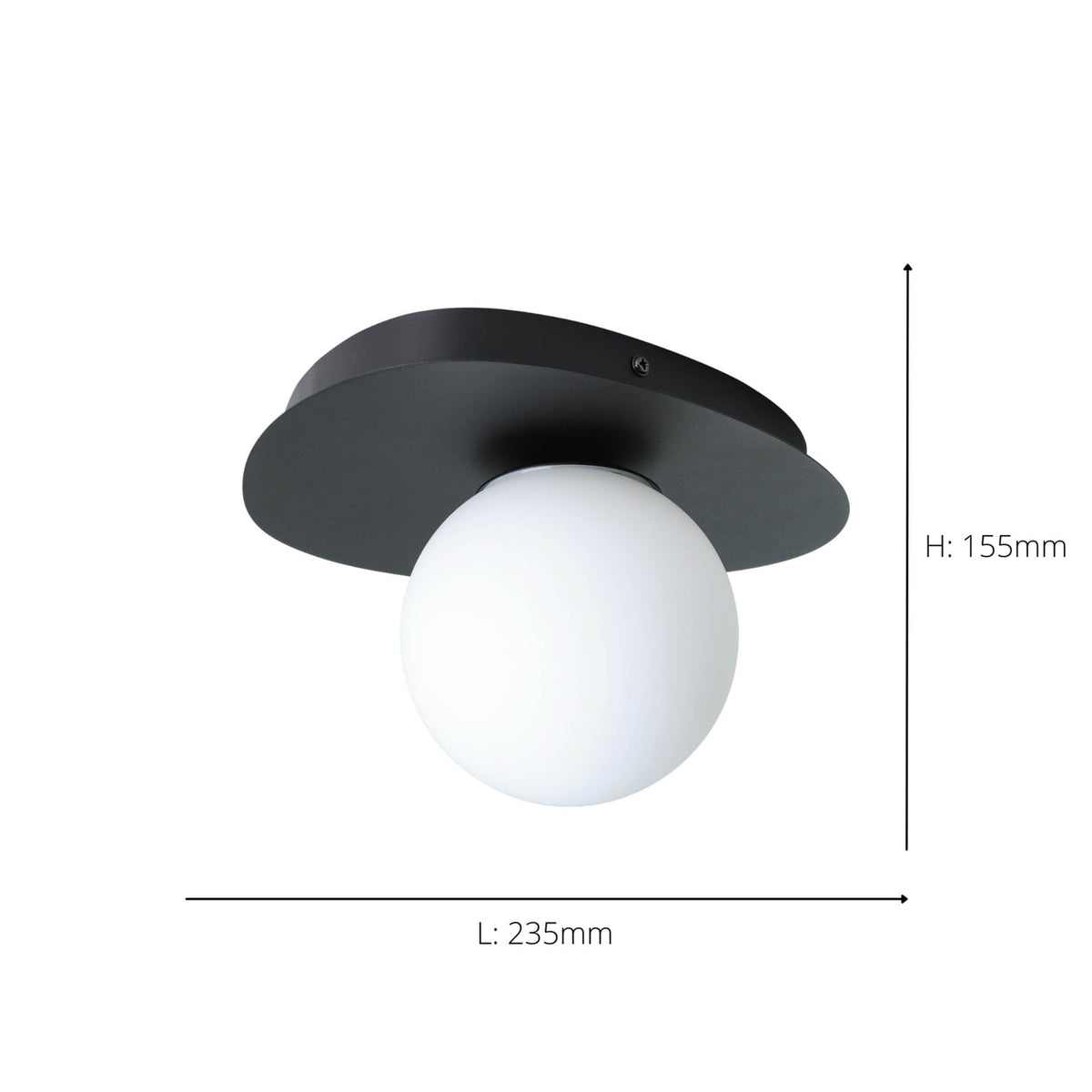 Castrovido IP44 Wall Light in Black with Matte-Opal Glass