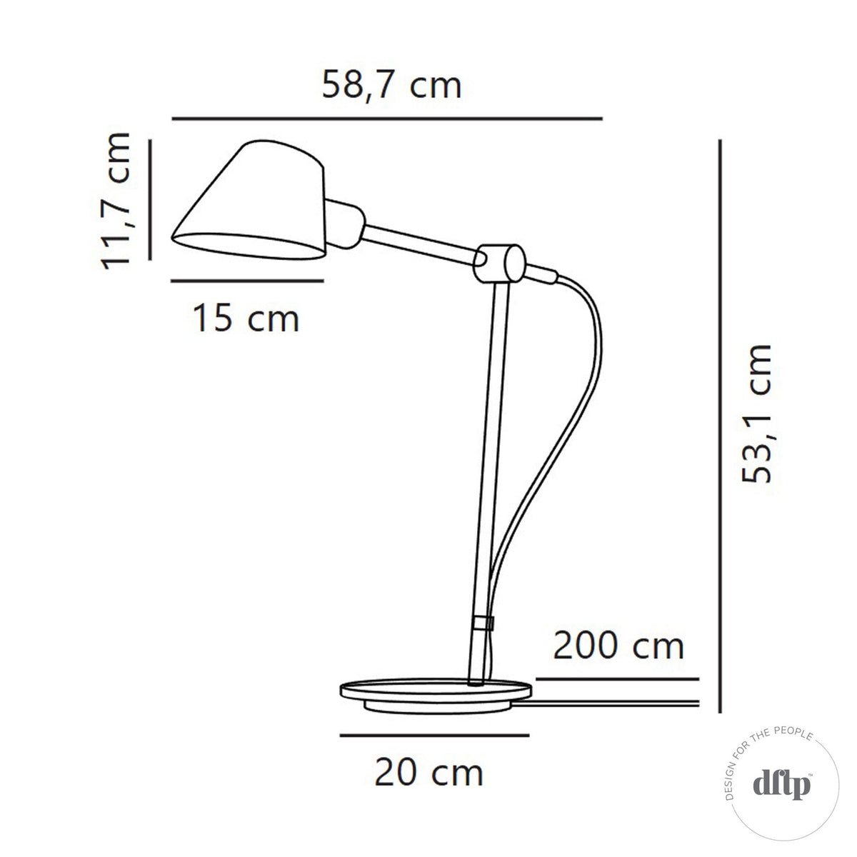 Stay Adjustable Table Lamp in Matt Black
