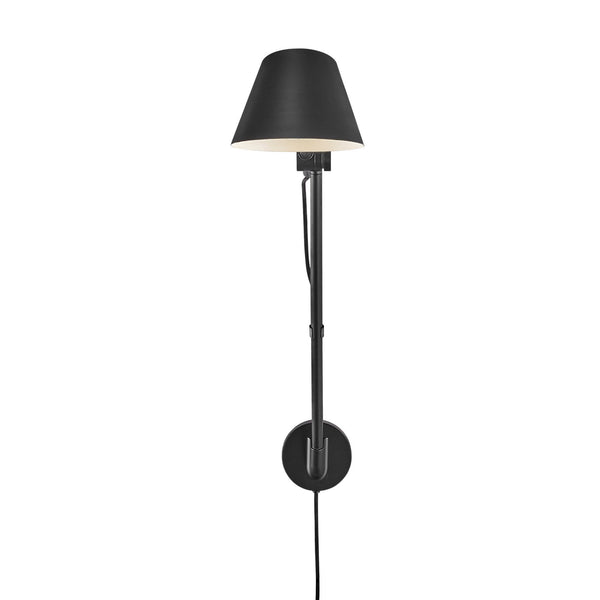 Stay Swing Arm Plugged Wall Light in Matt Black