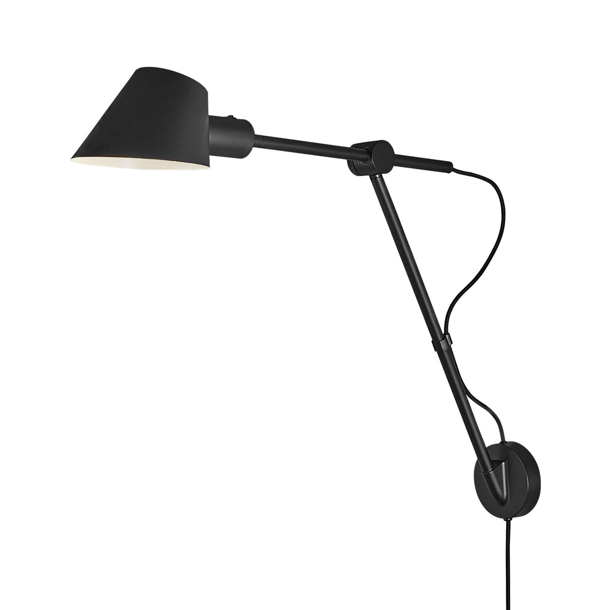 Stay Swing Arm Plugged Wall Light in Matt Black