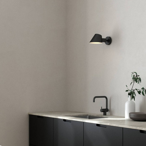 Stay Adjustable Plugged Wall Light in Matt Black
