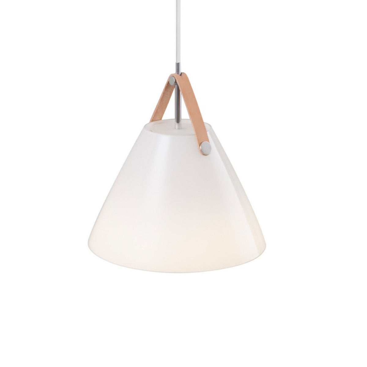 DFTP By Nordlux Strap 27 Opal Glass Pendant in White with Leather Detail