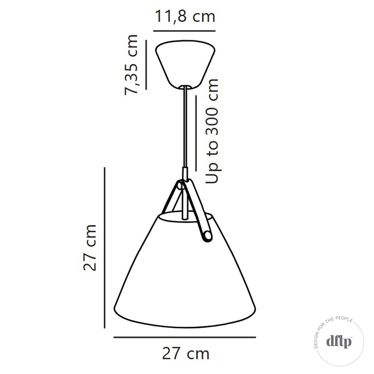 Strap 27 Pendant in Black with Leather Detail