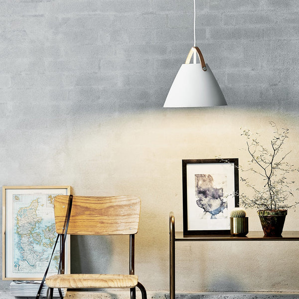 Strap 27 Pendant in White with Leather Detail