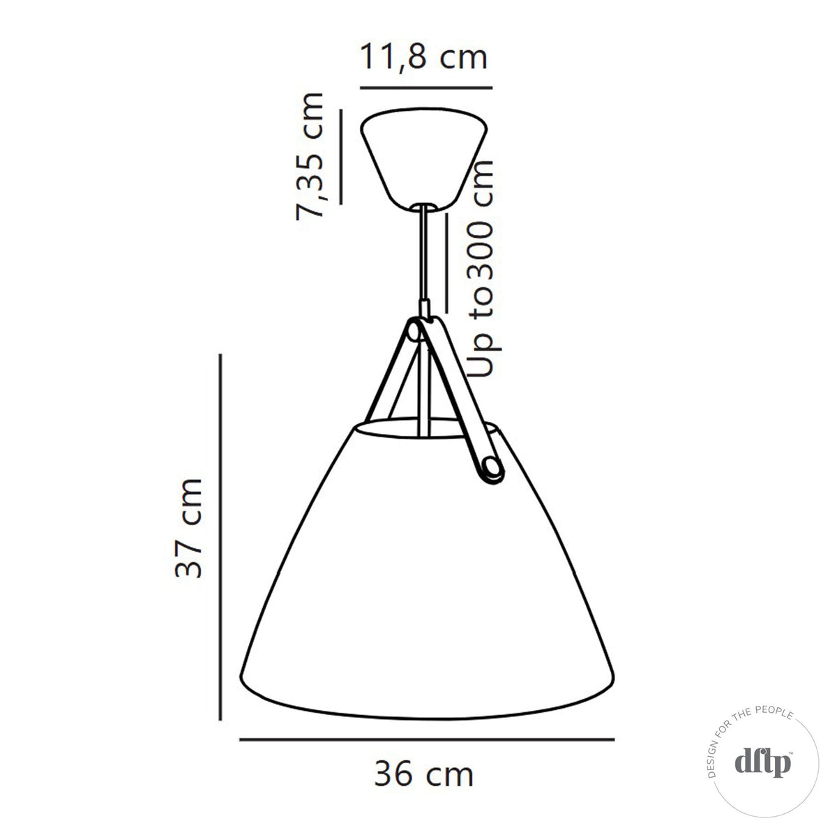 Strap 36 Pendant in White with Leather Detail