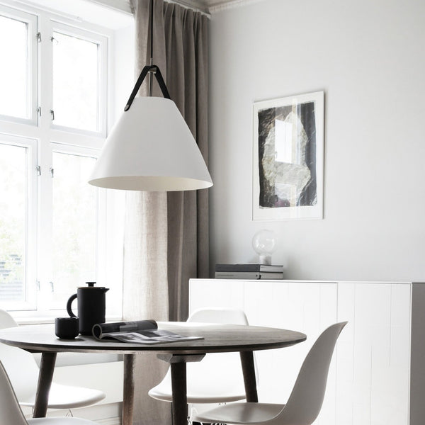 Strap 36 Pendant in White with Leather Detail