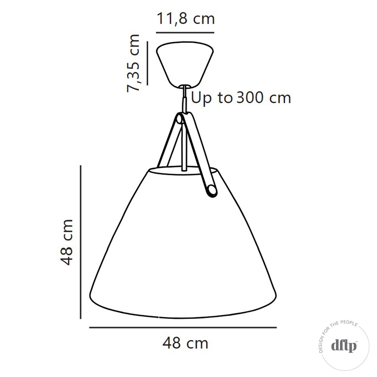 Strap 48 Pendant in Black with Leather Detail