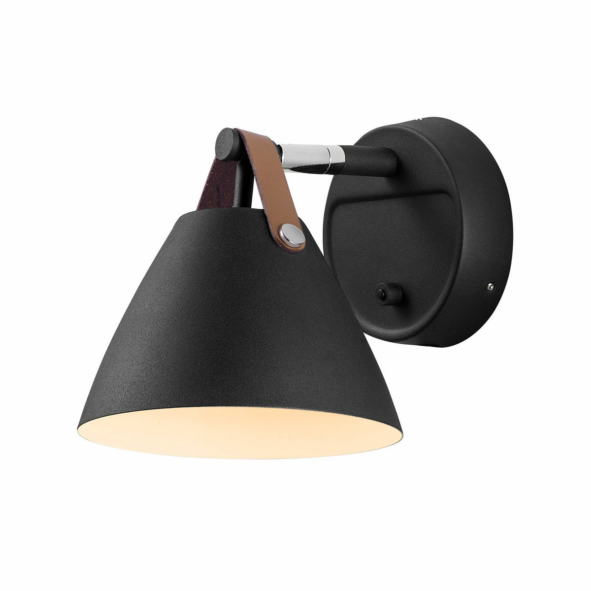 DFTP By Nordlux Strap 15 Adjustable Plugged Wall Light in Black with Leather Detail