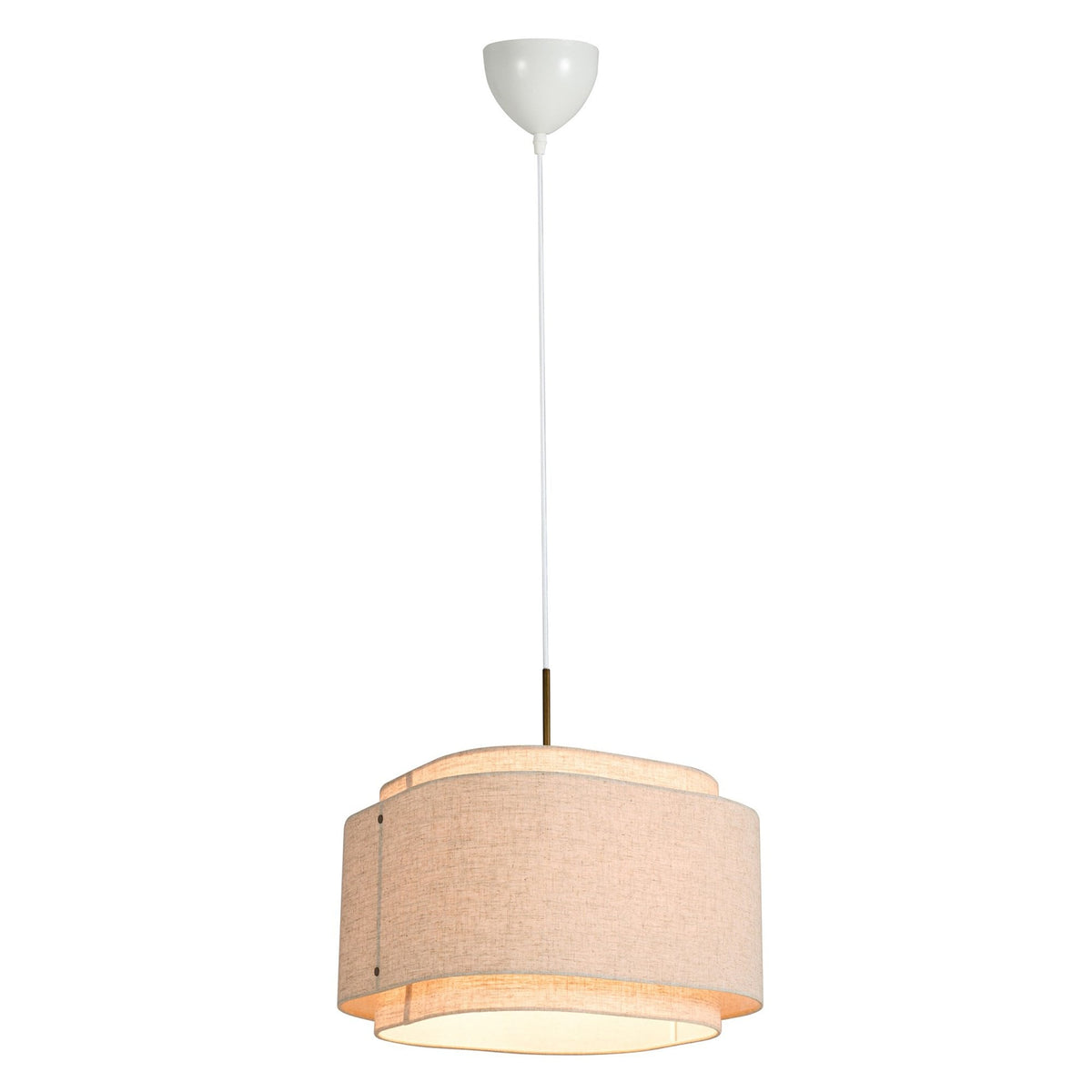 Takai Pendant In Beige Fabric & Brass Detail