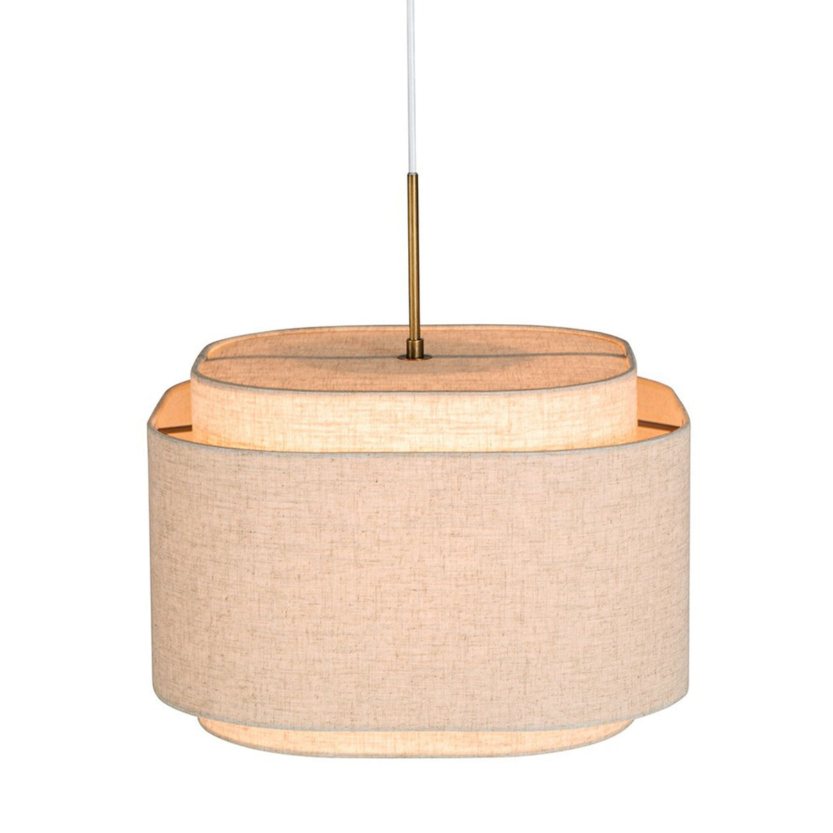 Takai Pendant In Beige Fabric & Brass Detail