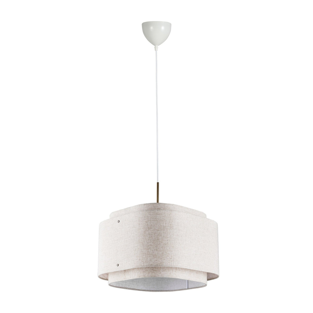 Takai Pendant In Beige Fabric & Brass Detail