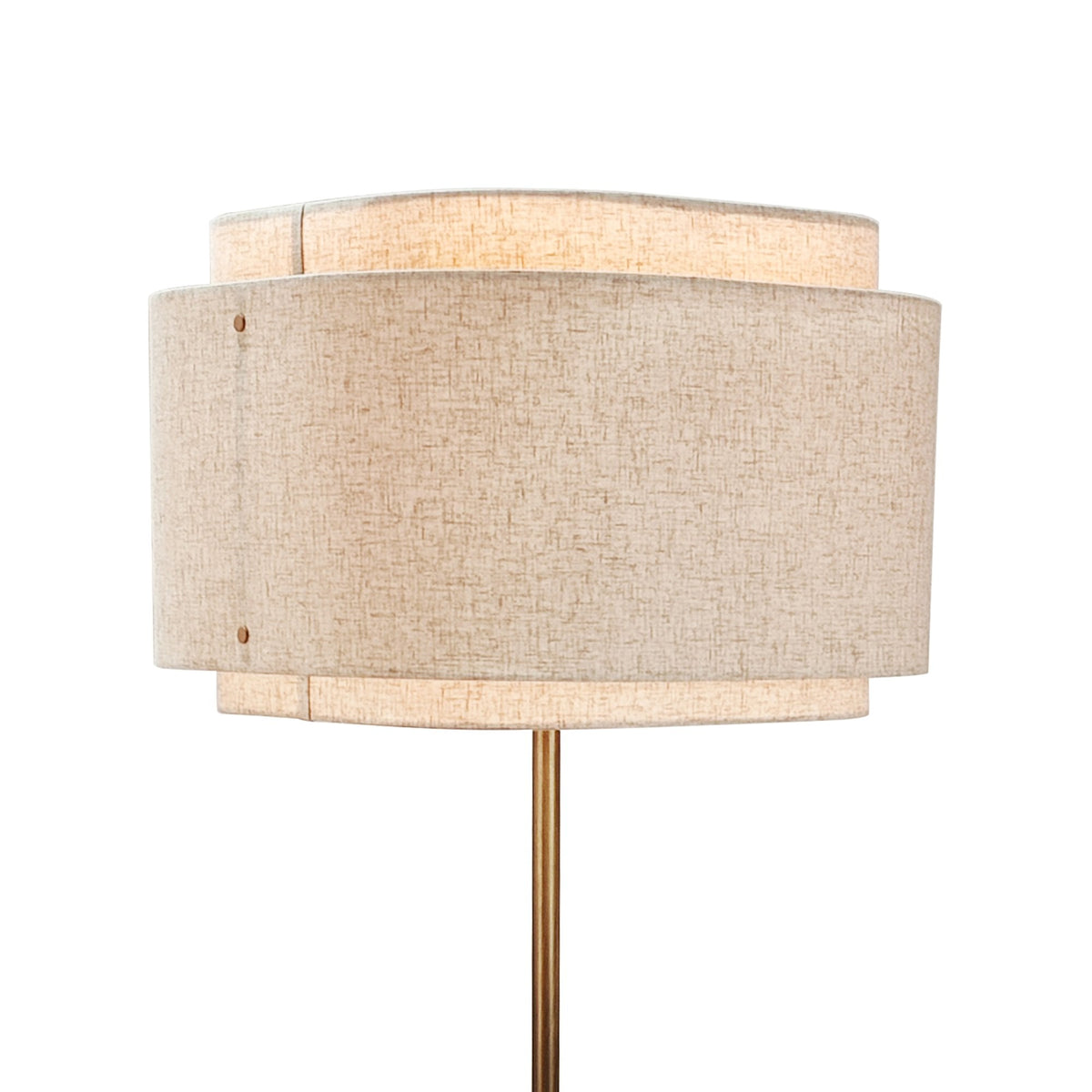 Takai Floor Lamp in Burnished Brass with Beige Fabric Shade