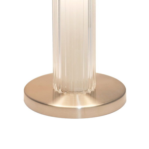 Trezzi LED Portable Table Lamp in White with Fluted Glass