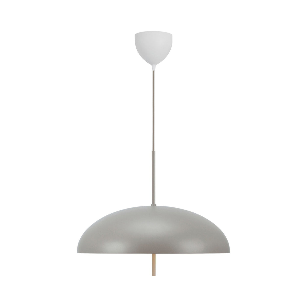 Gray pendant light with a dome-shaped shade and a white ceiling rose