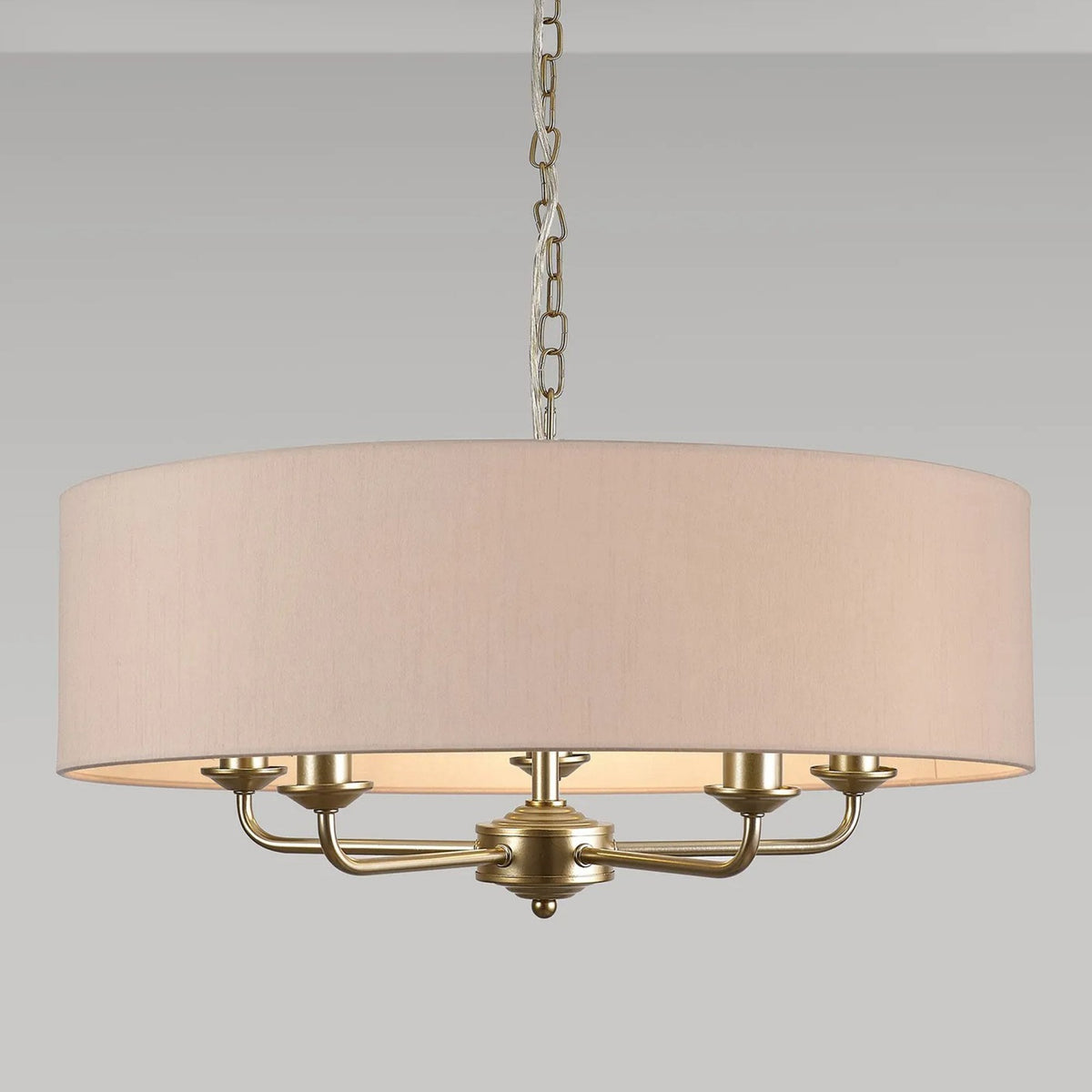 Banyan 60cm 5 Light Pendant in Champagne Gold with Nude Beige & Moonlight Shade