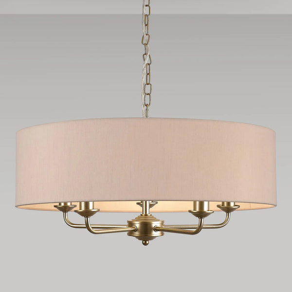 Banyan 60cm 5 Light Pendant in Champagne Gold with Nude Beige & Moonlight Shade