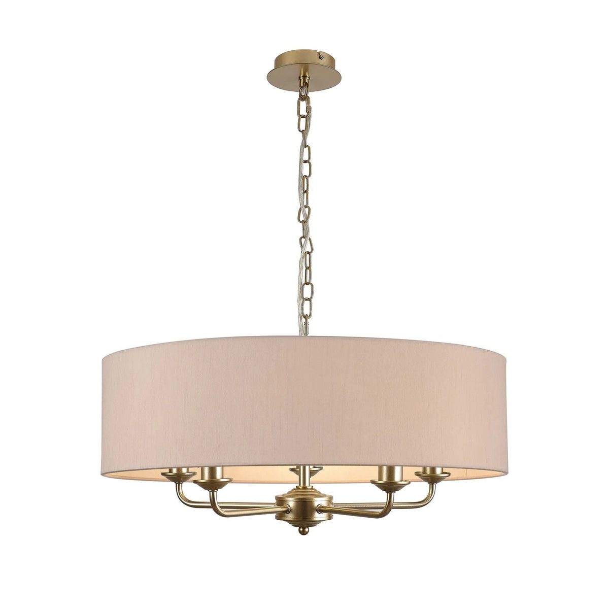 Banyan 60cm 5 Light Pendant in Champagne Gold with Nude Beige & Moonlight Shade