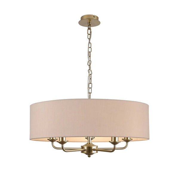 Banyan 60cm 5 Light Pendant in Champagne Gold with Nude Beige & Moonlight Shade