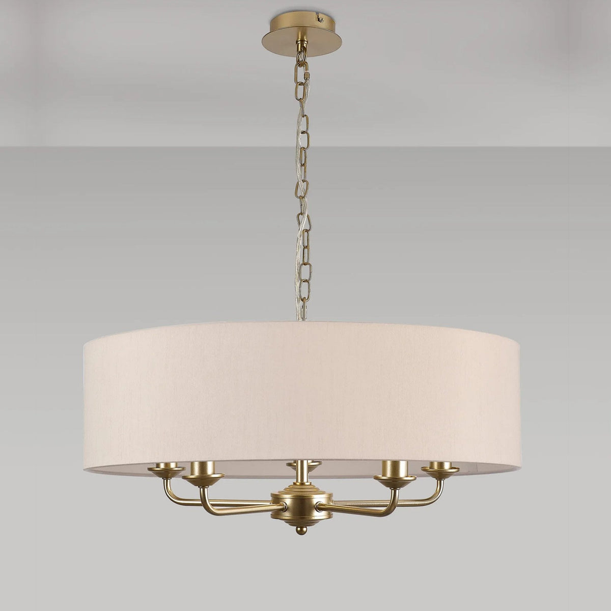 Banyan 60cm 5 Light Pendant in Champagne Gold with Nude Beige & Moonlight Shade