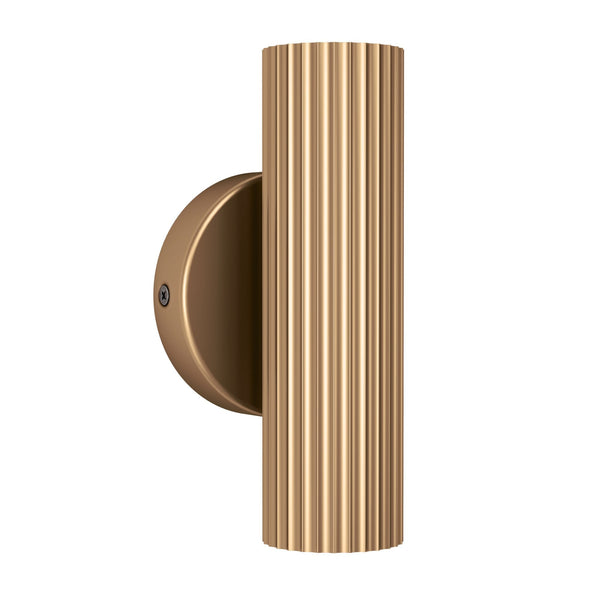 Portillo Modern Ribbed Up and Down Wall Light in Matte Brass