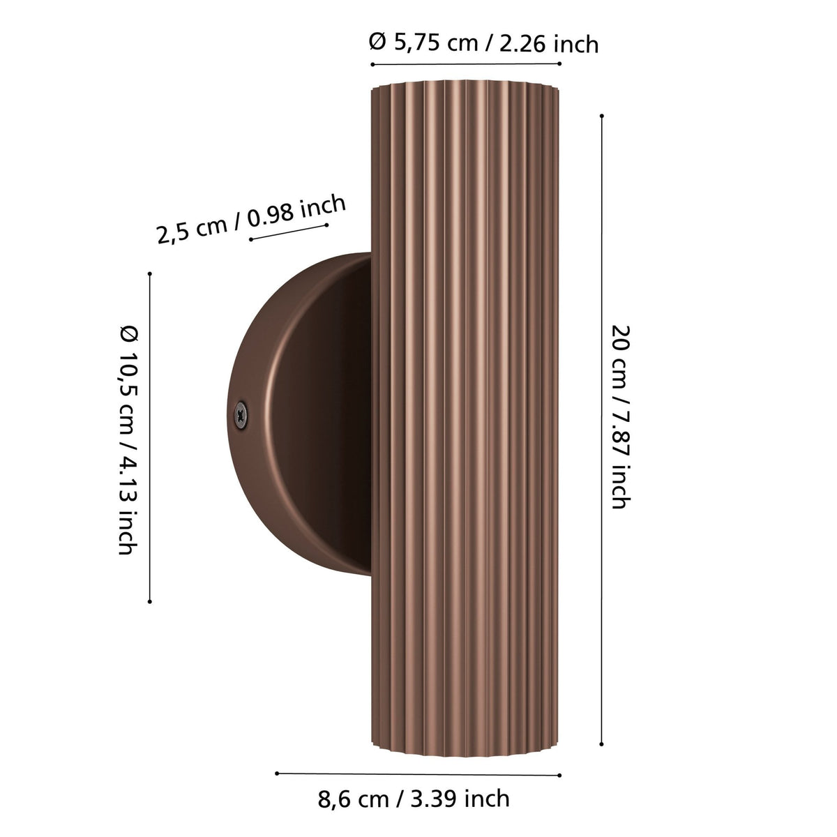 Portillo Modern Ribbed Up and Down Wall Light in Bronze