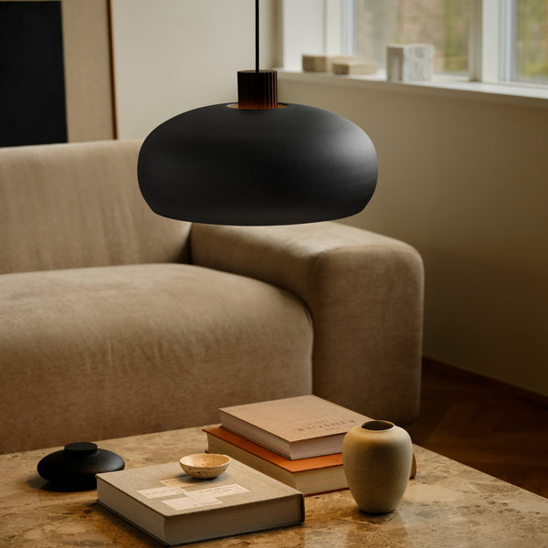 Aurelio Pendant in Black with Wood Detail