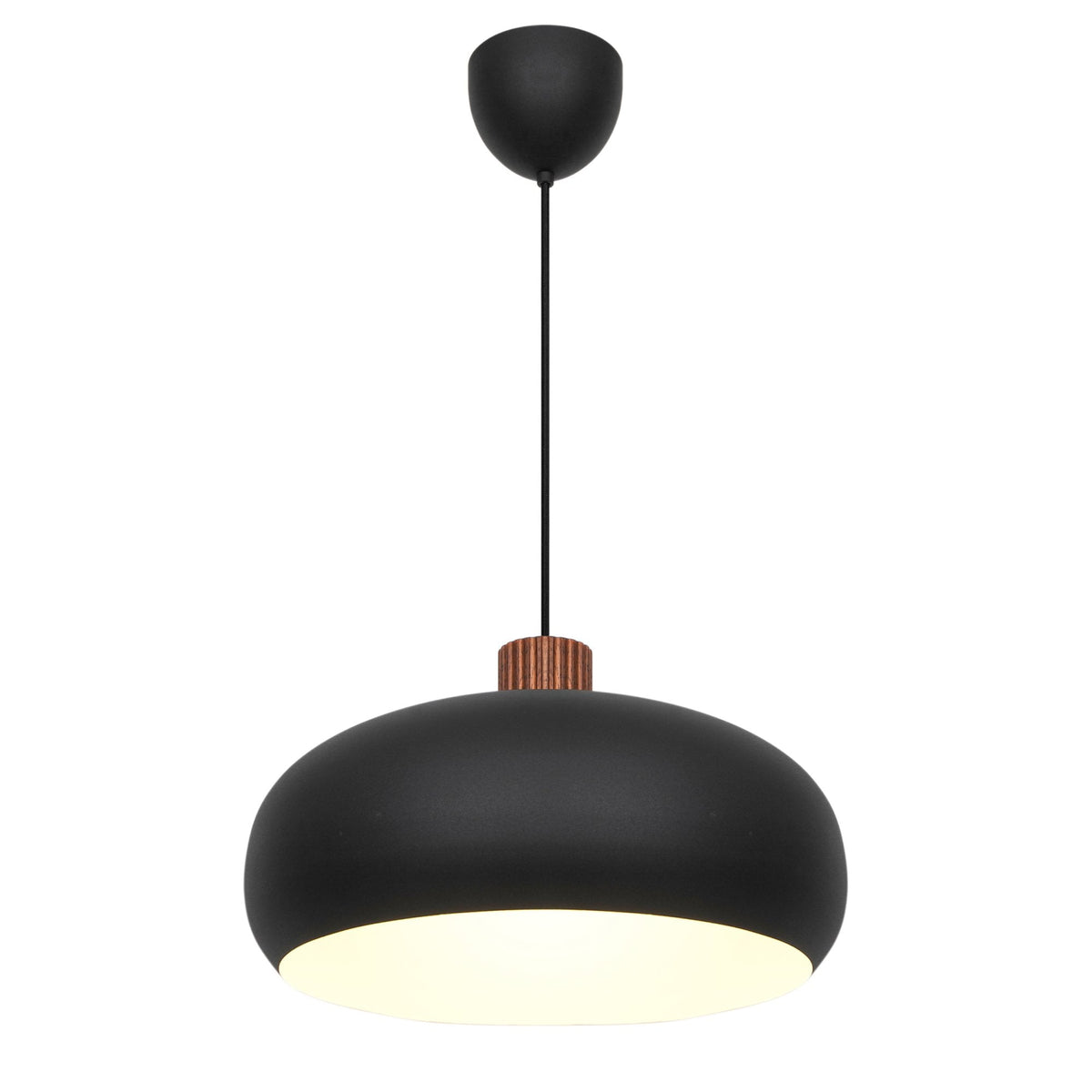Aurelio Pendant in Black with Wood Detail