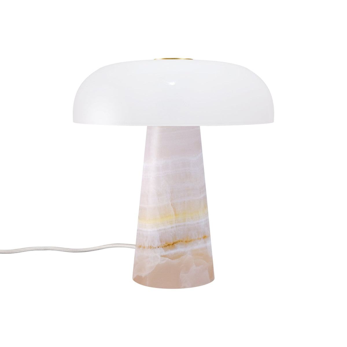 Glossy Mini Pink Jade Marble Table Lamp with Opal Glass Shade