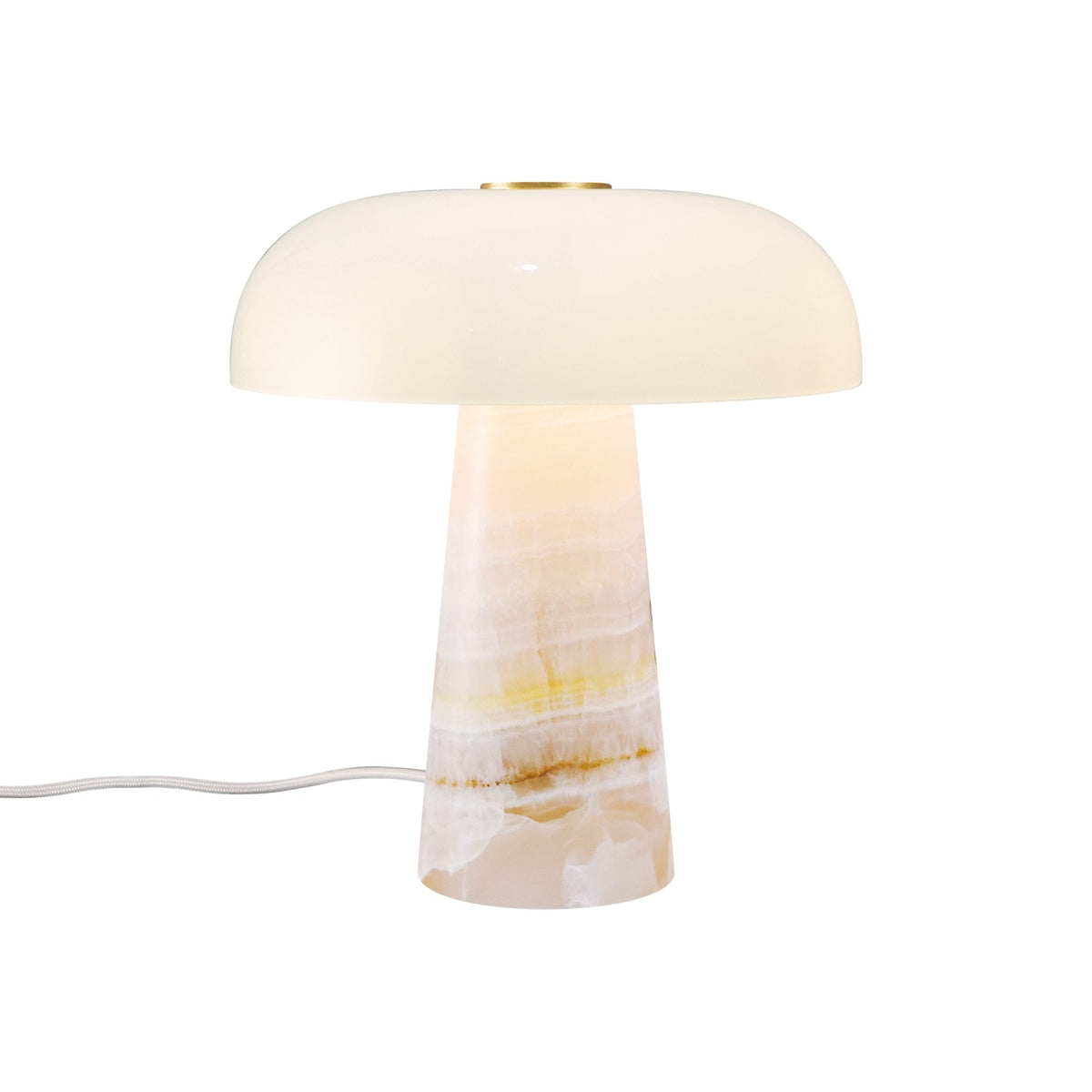 Glossy Mini Pink Jade Marble Table Lamp with Opal Glass Shade