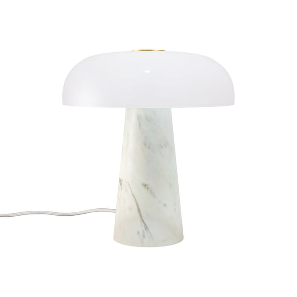 Glossy Mini White Marble Table Lamp with Opal Glass Shade
