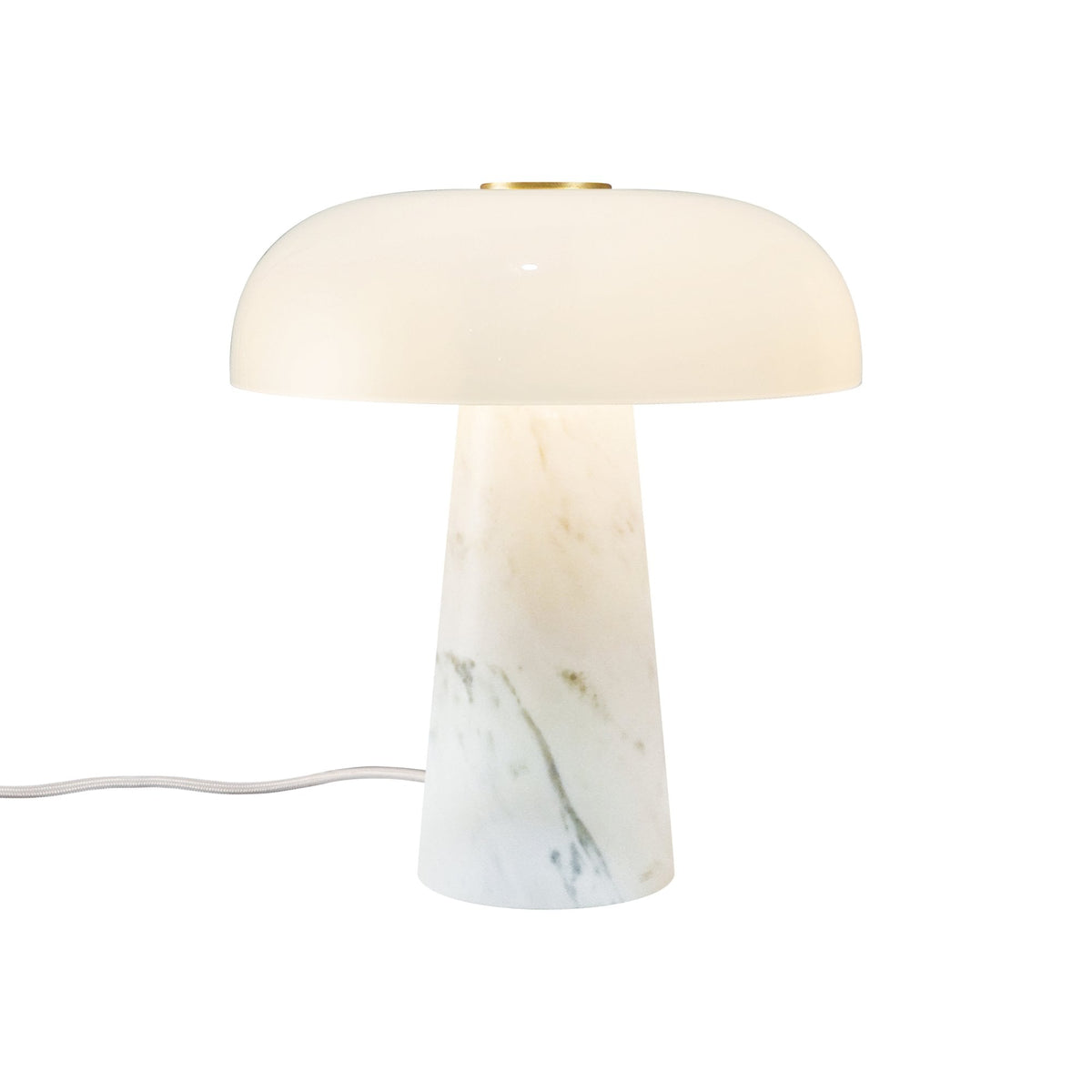 Glossy Mini White Marble Table Lamp with Opal Glass Shade