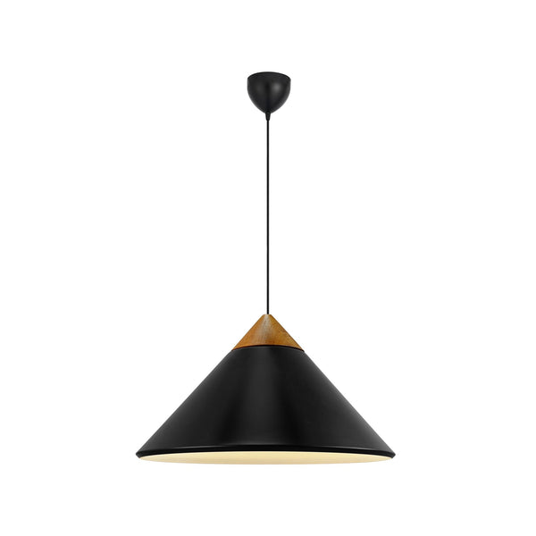 Kinto Pendant in Black with Wood Detail