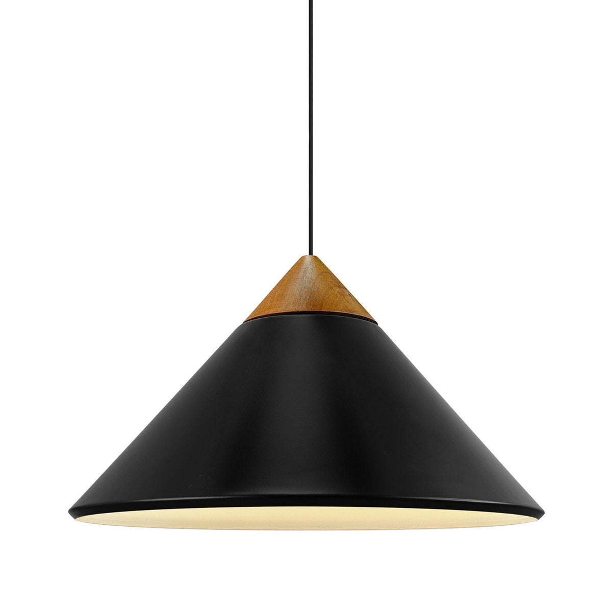 Kinto Pendant in Black with Wood Detail